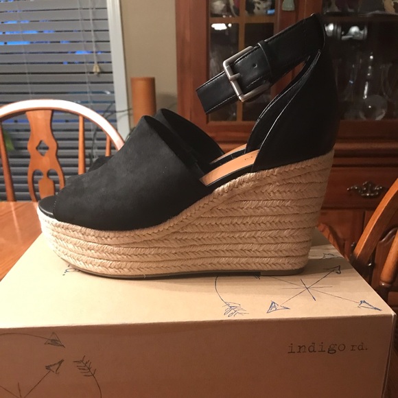Indigo Rd Airy Wedges Black Size 10 - Picture 1 of 5